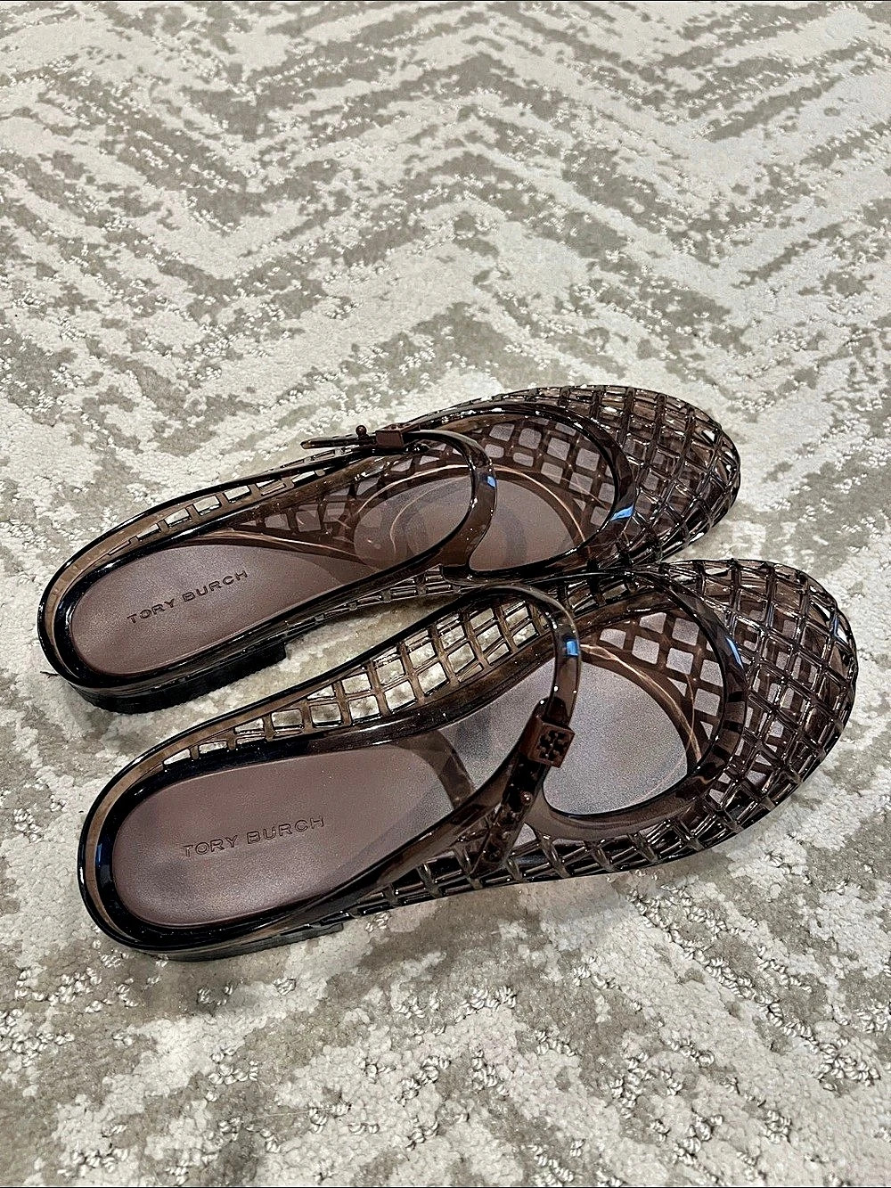 Tory Burch Mellow Mary Jane Jelly Brown Woven Flats